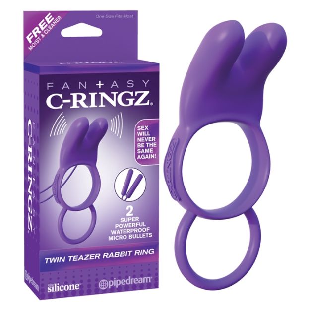 Image de C-RINGZ TWIN TEAZER RABBIT RING MAUVE