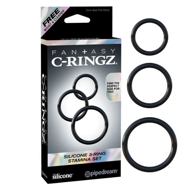 Image de C-RINGZ SILICONE 3-RING STAMINA SET NOIR